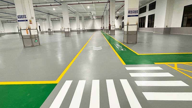 铝材车间地卫士超耐磨地坪漆及5s车间目视化管理完工图