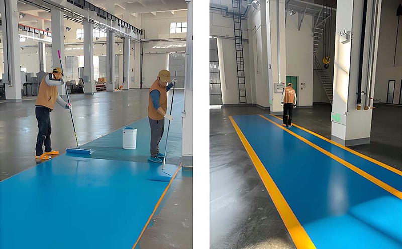 佛山机械设备制造工厂车间通道超耐磨地坪漆施工图